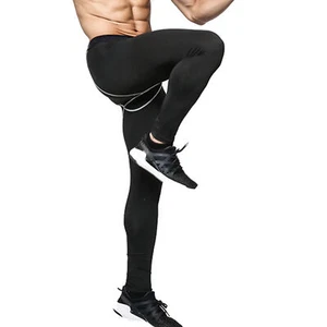 (Black L)Tight Leggings Elastic Polyester Quick Drying Men's Compression MU - Picture 1 of 12