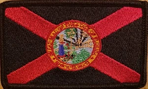 Parche de bandera del estado de Florida con gancho sujetador adhesivo táctico militar negro #99 - Imagen 1 de 1