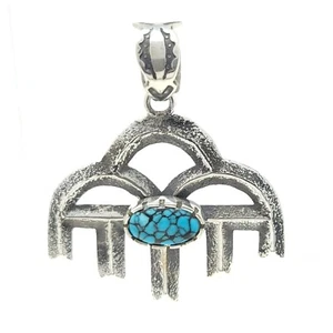 Tim Herrera Cochiti Pueblo Sterlingsilber Regenwolke Anhänger Hubei Türkis - Bild 1 von 8