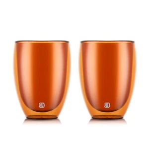 NEW Bodum Pavina Double Wall Glasses Orange 350ml Set 2pce - Picture 1 of 1
