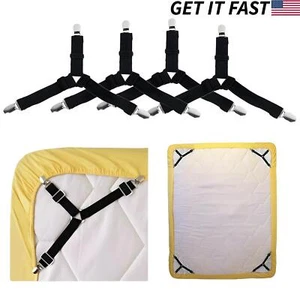 4x Bed Sheet Clips Suspender Straps Mattress Fastener Holder Corner Gripper - Picture 1 of 5