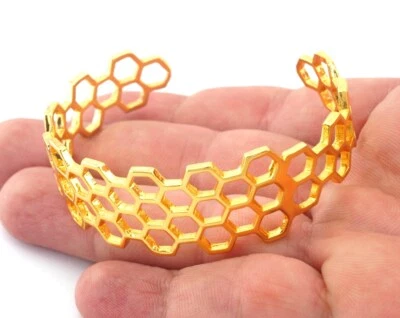 Brazalete Brazalete Peine Miel Oro Brillante Níquel Chapado Sin Plomo 60mm Talla Interior 4897 Foto 1 de 2