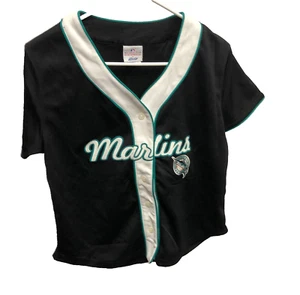 Vintage Lady Slugger Jersey Shirt Womens Small MLB Miami Marlins Black New w/Tag - Picture 1 of 6