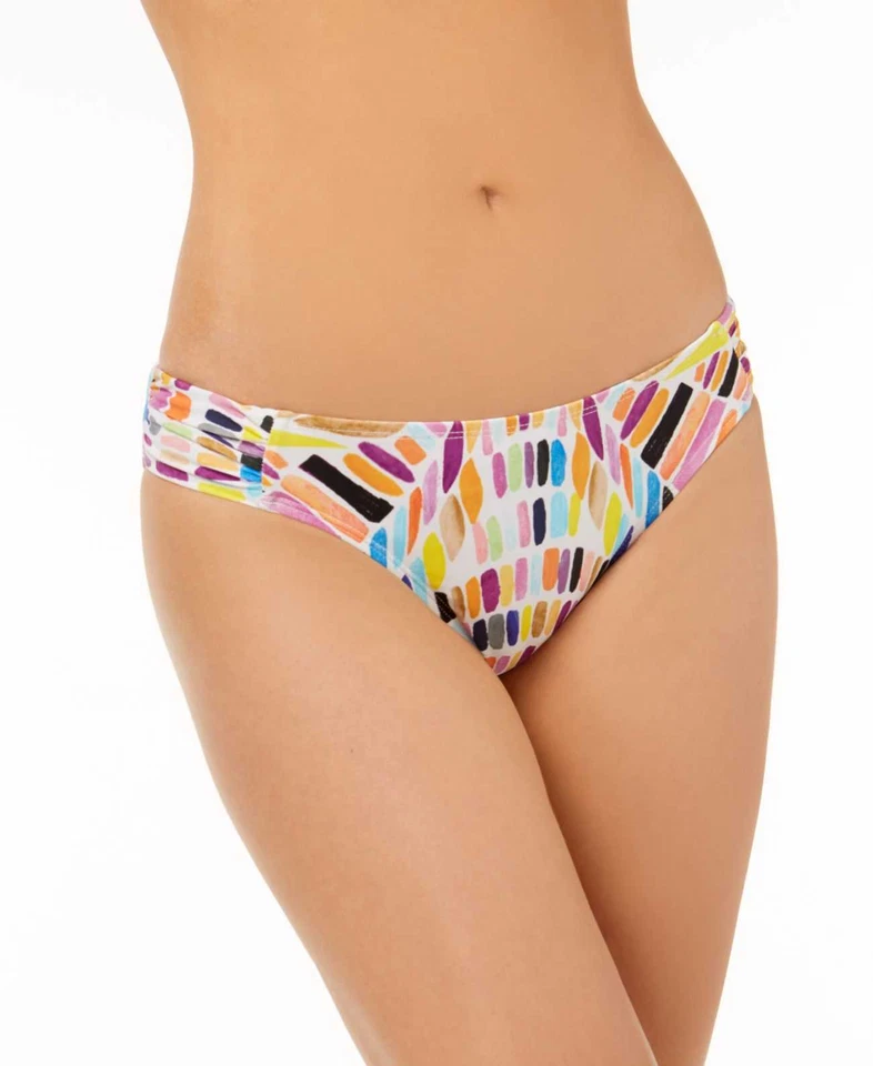 Bar III Black White Kaleidoscope Printed Side-cinch Bikini Bottom M