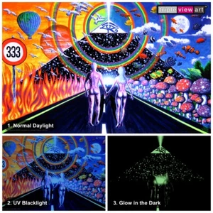 POSTER UV-Blacklight Fluorescent Glow-In-The-Dark Psychedelic Psy Goa Trance Art - Picture 1 of 4