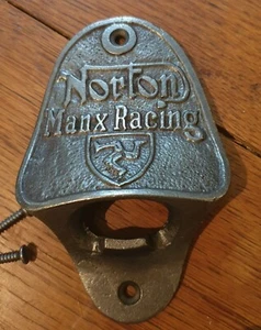 Cast Iron Wall Mounted Vintage Antique Style Bottle Opener - NORTON MANX RACING - Picture 1 of 4