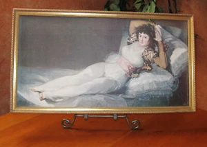 Arte escénico vintage La Maja Goya vestida artista española sexy mujer descansando - Imagen 1 de 10