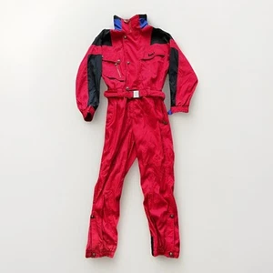 Vintage Nordica Classics One Piece Snow Suit - Red Blue Black - Men’s Size S - Picture 1 of 21