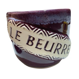 Vintage Wine Color Pottery Drip Glazed Butter Bell French Le Beurre 4” - Picture 1 of 6