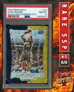2023 Prizm Deca Karl Malone Black Gold Shimmer 8/8 FOTL PSA 10 POP 1 SSP Jazz - Picture 1 of 3