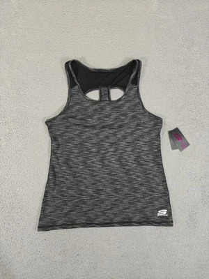 Camiseta sin mangas deportiva Skechers para mujer grande negra espalda deportiva absorbente elástica SW-7238 Foto 1 de 4