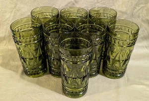 7 vasos vintage Indiana Glass Colony aguacate verde Park Lane 5,5" usados en excelente estado - Imagen 1 de 6