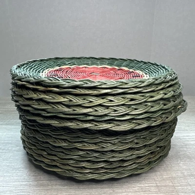 "14 soportes para platos de sandía tejidos de mimbre de colección naturales se adaptan hasta 10"" plt" Foto 1 de 3