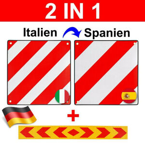 2 In 1 Warntafeln Warntafel 50 X 50 Cm Rot-Weiß Italien Und Spanien Aluminium
