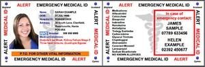 Tarjeta de Alerta Médica Personalizada ICE En Caso de Emergencia DOBLE CARA Y FOTO - Imagen 1 de 3