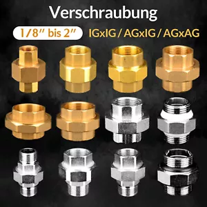 Brass Fitting Straight Flat Sealing IG/AG Thread Fitting 1/8 to 1-Inch - Picture 1 of 25