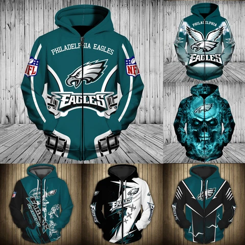 Philadelphia Eagles Full Zip Hoodie Mens Hooded Sweatshirt Jacket Sportswear Cover