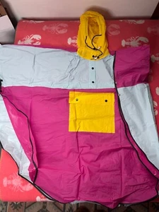 Mary Quant pink, yellow & blue Waterproof Poncho, brand new, One Size With pouch - Picture 1 of 6