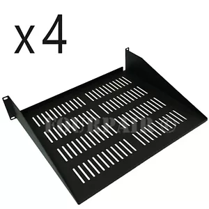 4 Pack - 19" 2U Cantilever Data Server Network Rack Mount Vented Shelf 15" Deep - Picture 1 of 4
