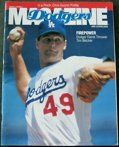 1991 Chicago Cubs at Los Angeles Dodgers Baseball Program Belcher On Cover - Picture 1 of 1