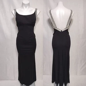 Vintage Lillie Rubin Rhinestone Straps Backless Prom Evening Long Gown Small - Picture 1 of 16