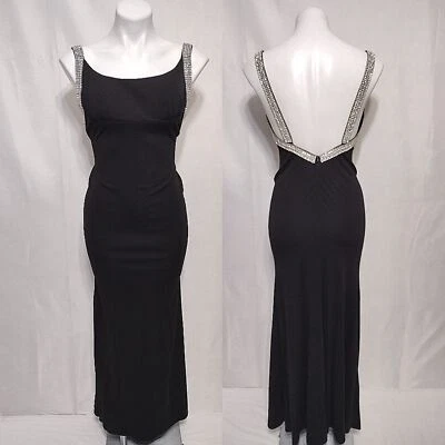 Vintage Lillie Rubin Rhinestone Straps Backless Prom Evening Long Gown Small - Image 1 of 4