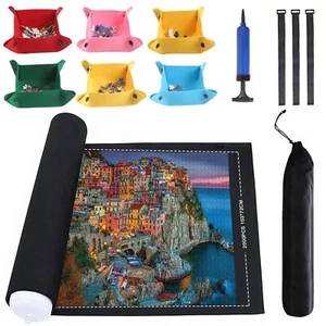 Jigsaw Puzzle Mat Roll Up - 2000 1500 1000 500 Pieces Puzzel Matte, Black Rol... - Picture 1 of 7