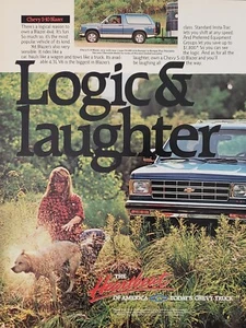 1989 Chevy S-10 Blazer LKW Auto Frau lachender Hund wassergetränkt Print Werbung - Bild 1 von 3