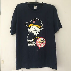 Vintage Late 90s Boston Red Sox Boy MLB Baseball Mens T-Shirt Navy Blue Sz Large