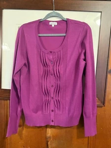 Joseph A - Woman’s Cardigan, Round Neck, solid, Purple/Fushia - Sz L - Picture 1 of 8