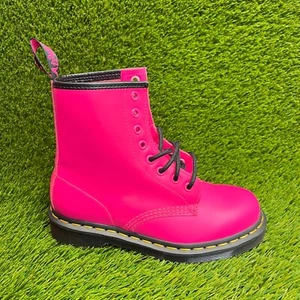 Dr. Martens 1480 Womens Size 5 Pink Black Classic Outdoor Leather Lace Up Boots - Picture 1 of 10