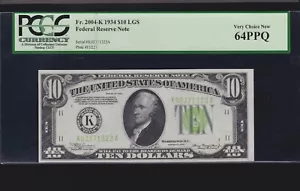US 1934 $10 FRN Dallas FR 2004-K LGS PCGS 64 PPQ V Ch CU (323) - Picture 1 of 2