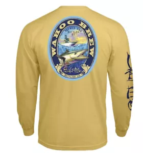 "CAMISETA DE BOLSILLO GRANDE PARA HOMBRE SALT LIFE Banana Amarilla "WAHOO BREW"" L/S - Imagen 1 de 1
