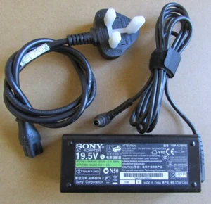 GENUINE SONY VGP-AC19V42 19.5V 4.7A AC POWER SUPPLY CHARGER & UK PLUG - Picture 1 of 3