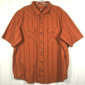 REI Shirt Mens Sz XL Orange 100% Cotton Short Sleeve Button Up Western Snap - Picture 1 of 7