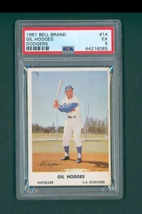 1961 Dodgers Bell Brand Baseball Card - #14 Gil Hodges, PSA 5 EX - Picture 1 of 2