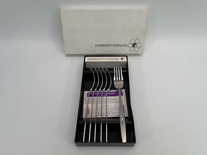 Vintage Oneida Community Stainless Venetia Willo O Wisp Dessert Forks x 6 Boxed - Picture 1 of 6