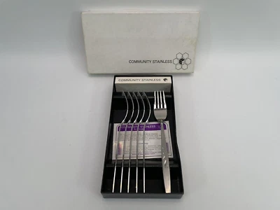 Tenedores de postre vintage Oneida Community acero inoxidable Venetia Willo O Wisp x 6 en caja Foto 1 de 4