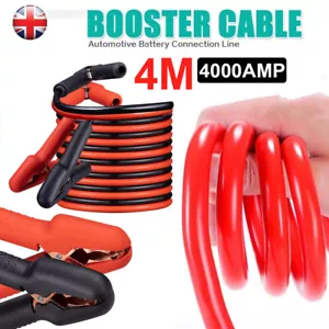 4M 4000AMP Jump Leads Heavy Duty Battery Start Long Booster Cables Car Van Truck - Picture 1 of 15