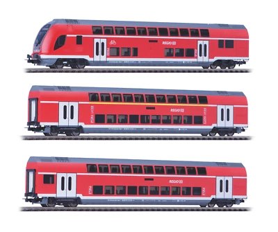 New! Special Combo PIKO 58803+58804+58805 HO Scale double-decker of the DB Regio - Image 1 of 4