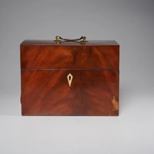 Large Georgian Style Metal Lined Wood Brass Tea Caddy Box 11" Antique 19th C - Picture 1 of 12
