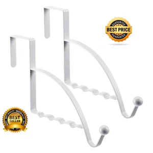 Over the Door Clothes Hanging Bar Rack Valet Hanger, Space Saver Hook Organizer - Picture 1 of 24