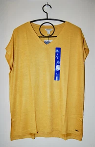 Tunica donna Orvis giallo senape scollo a V SS nuova con etichetta maglia taglia L XL XXL - Foto 1 di 9