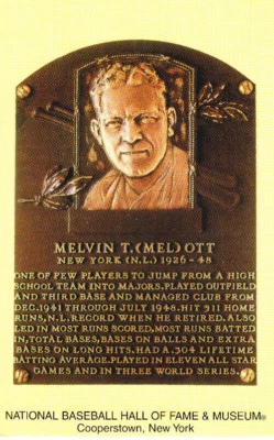 Baseball HOF Plaque Post Card FDC #4082 Baseball Sluggers Mel Ott 2006 - Image 1 of 2