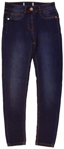 Pantalones de mezclilla azules para niñas adolescentes bolsillos traseros botón cremallera niños niños - Imagen 1 de 2