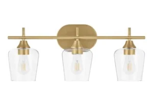 Hampton Bay Pavlen 24 in. 3-Light Antique Brass Bathroom Vanity Light - Picture 1 of 9