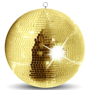 Gold Glitz Mirror Dance Disco Party DJ Ball Decor 300mm 12" Golden Mirrorball - Picture 1 of 3