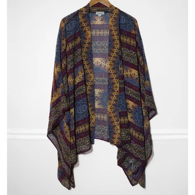 One World Open Front Kimono Cardigan Boho Midwestern Geometric Flowy Size XL - Image 1 of 4