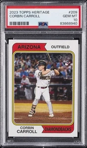 2023 TOPPS HERITAGE #209 CORBIN CARROLL ROOKIE RC PSA 10 - Picture 1 of 2