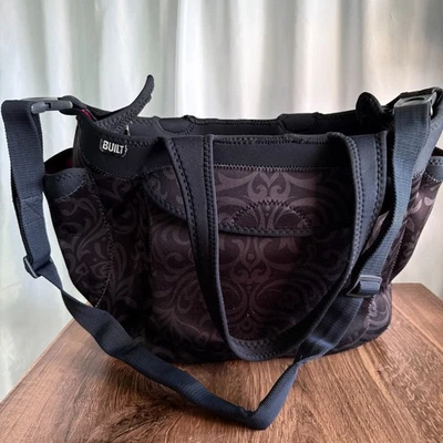 Built Go-Go Diaper Tote Bag Night Damask Black Gray Pink Lining HTF Zip Retired - Image 1 of 4
